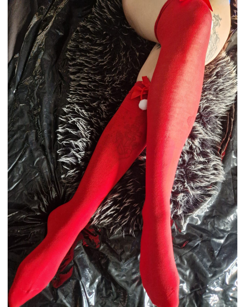 Rote Weihnachts-Overknees