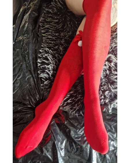 🎄 Rote Weihnachts-Overknees mit Schleife – festlich & verführerisch