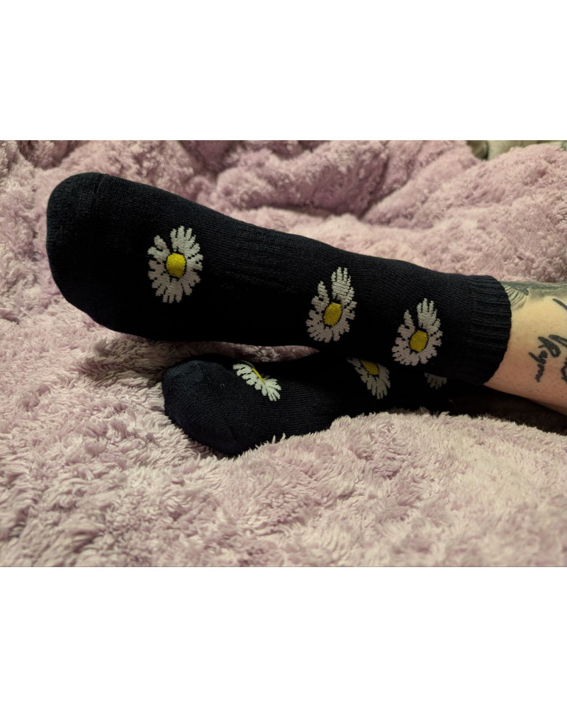 Meine süßen schwarzen Gänseblümchen-Söckchen