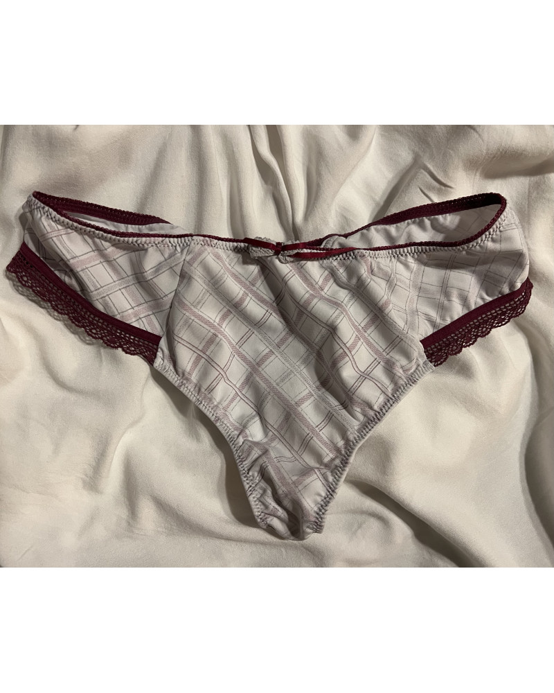 Burgundy Lace & Plaid Thong – A Little Secret